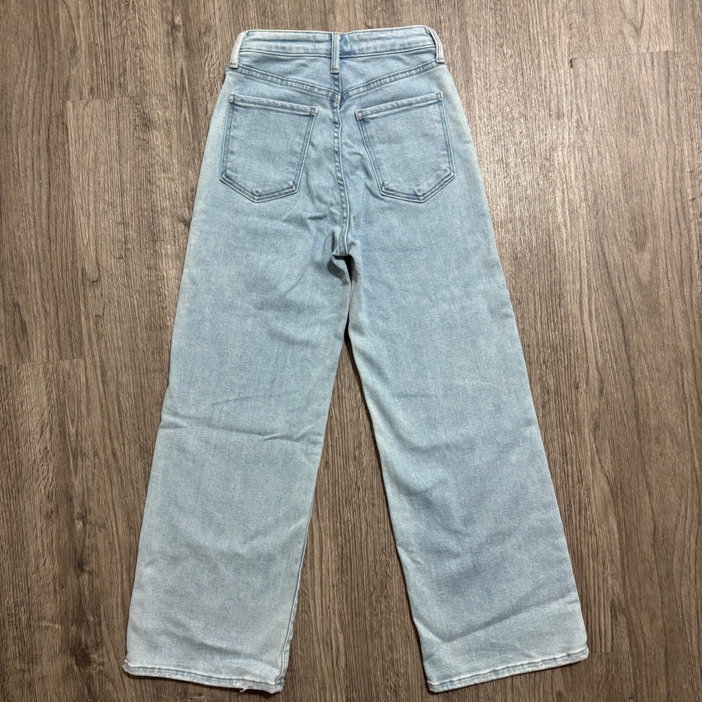 Just Black Denim Jeans Women Size 24 Light Wash High Rise Wide Leg Raw Hem USA - Picture 6 of 10